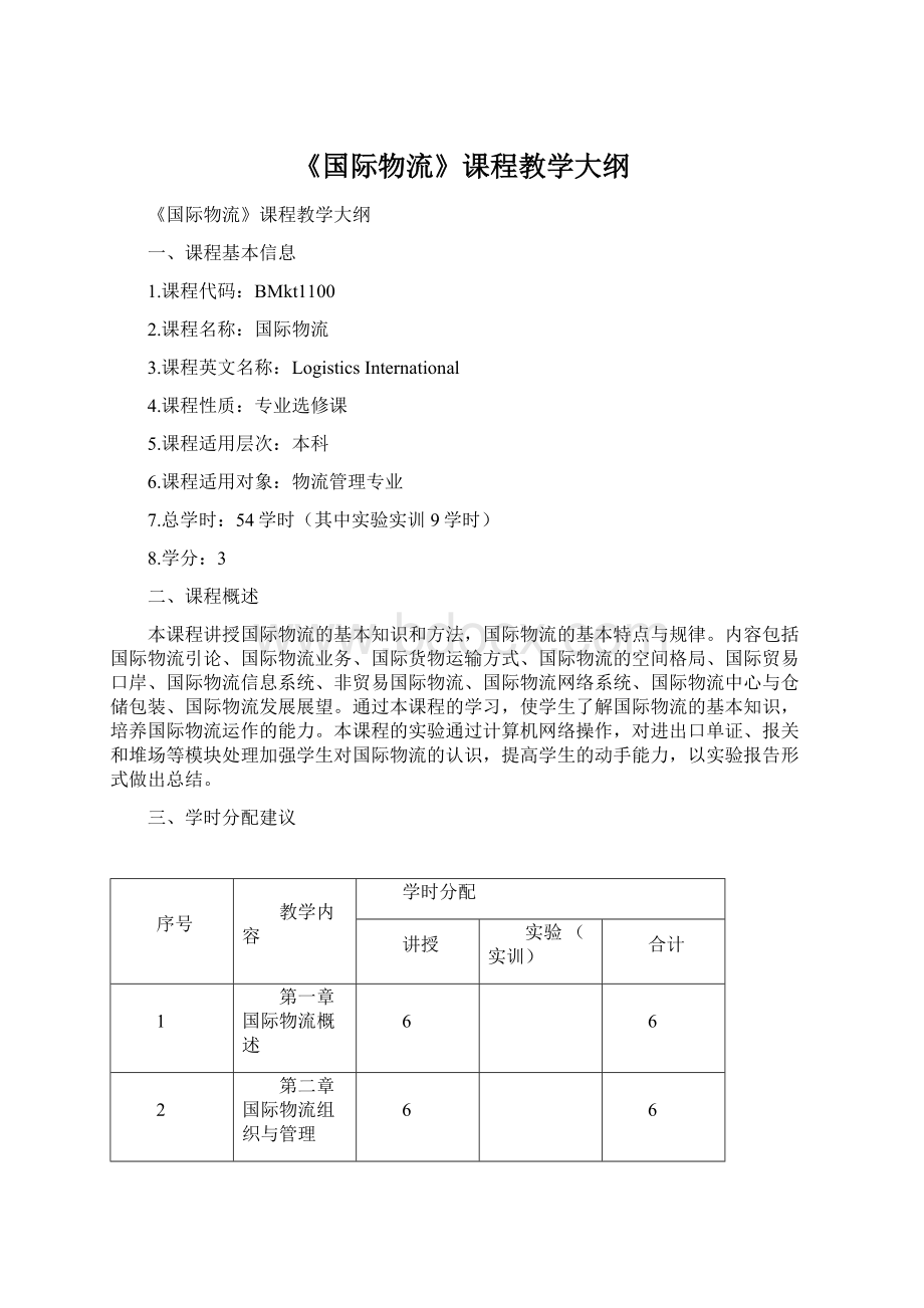 《国际物流》课程教学大纲.docx_第1页