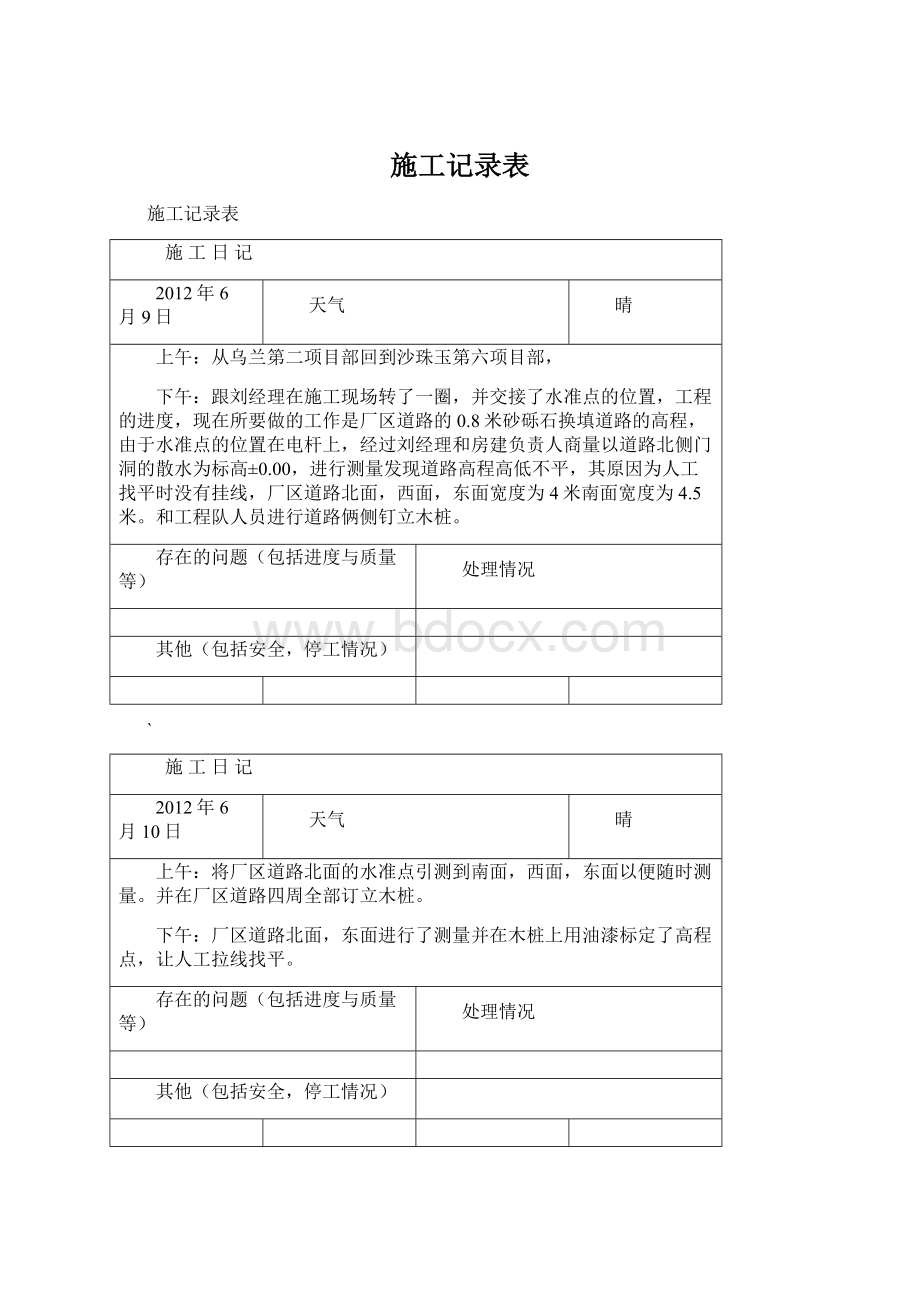 施工记录表.docx_第1页