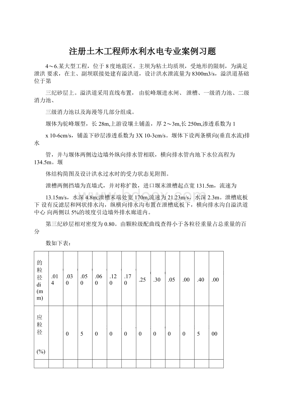 注册土木工程师水利水电专业案例习题.docx_第1页