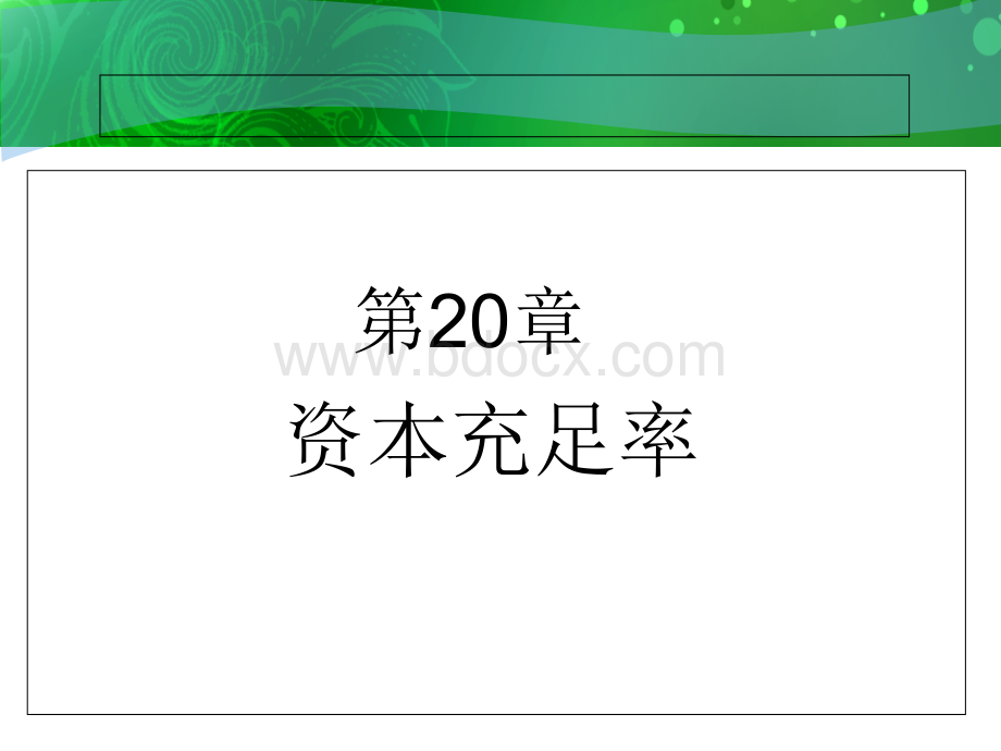 金融风险管理第二十章资本充足率PPT推荐.ppt