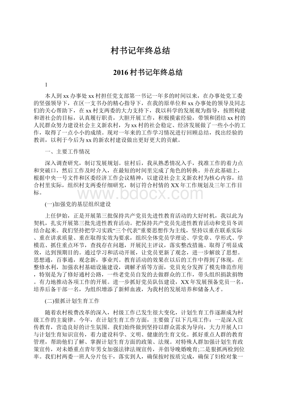 村书记年终总结文档格式.docx