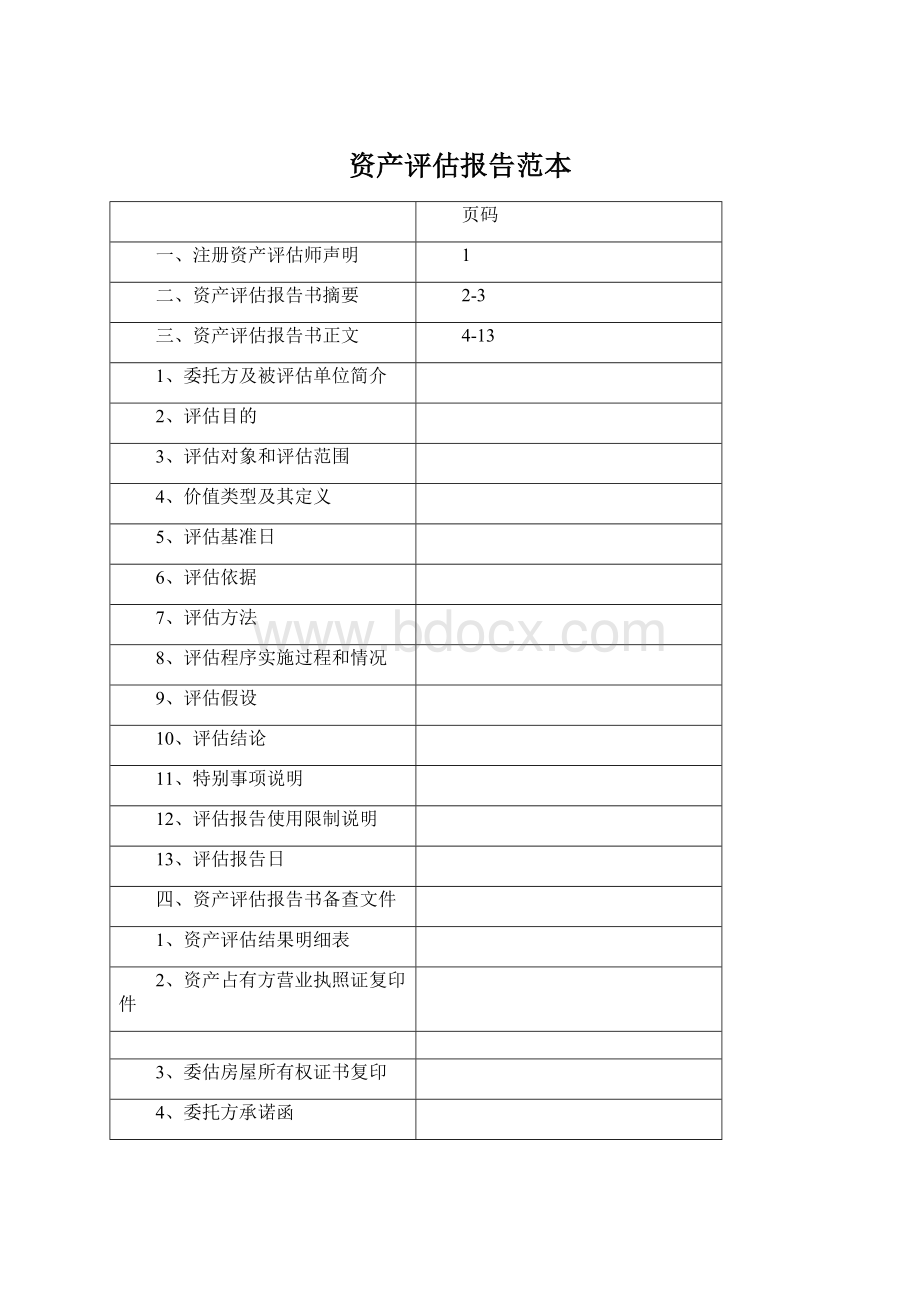 资产评估报告范本Word格式.docx