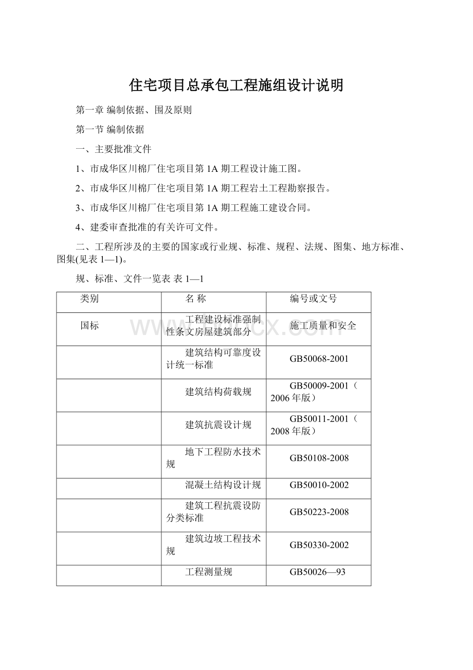 住宅项目总承包工程施组设计说明文档格式.docx_第1页