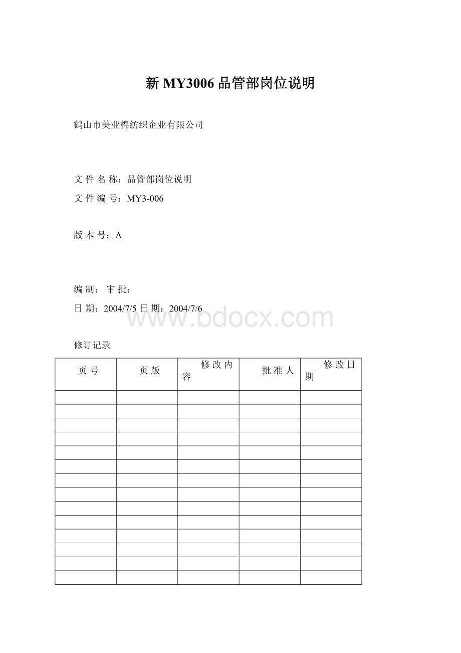 新MY3006品管部岗位说明.docx