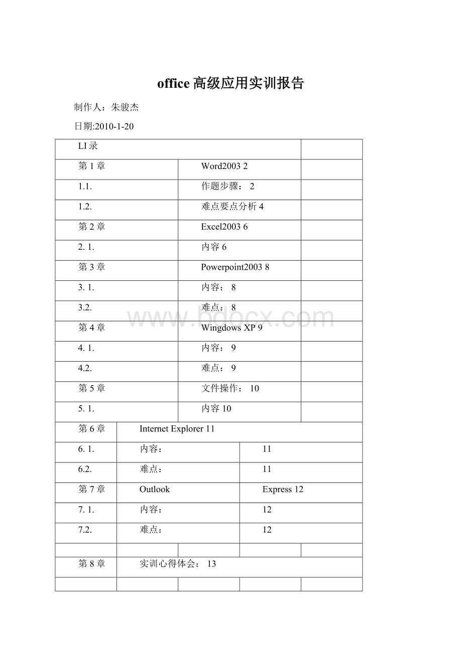 office高级应用实训报告Word文件下载.docx