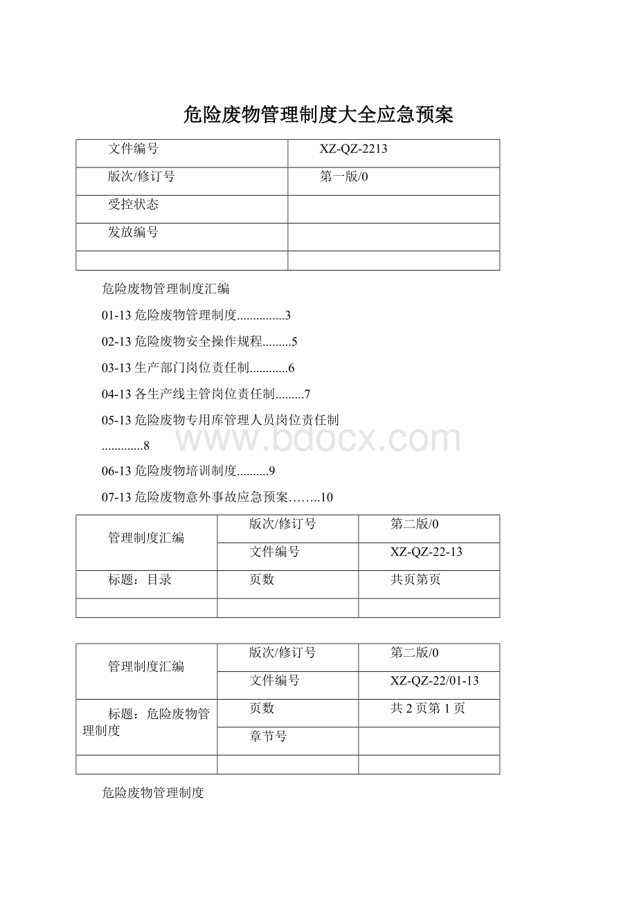 危险废物管理制度大全应急预案.docx