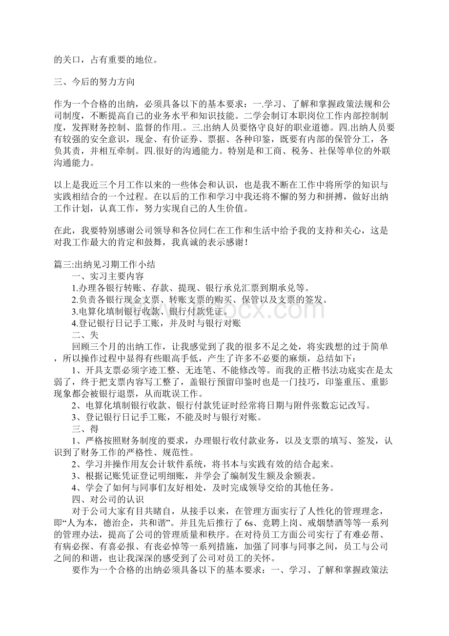 出纳试用期的工作总结Word格式.docx_第3页