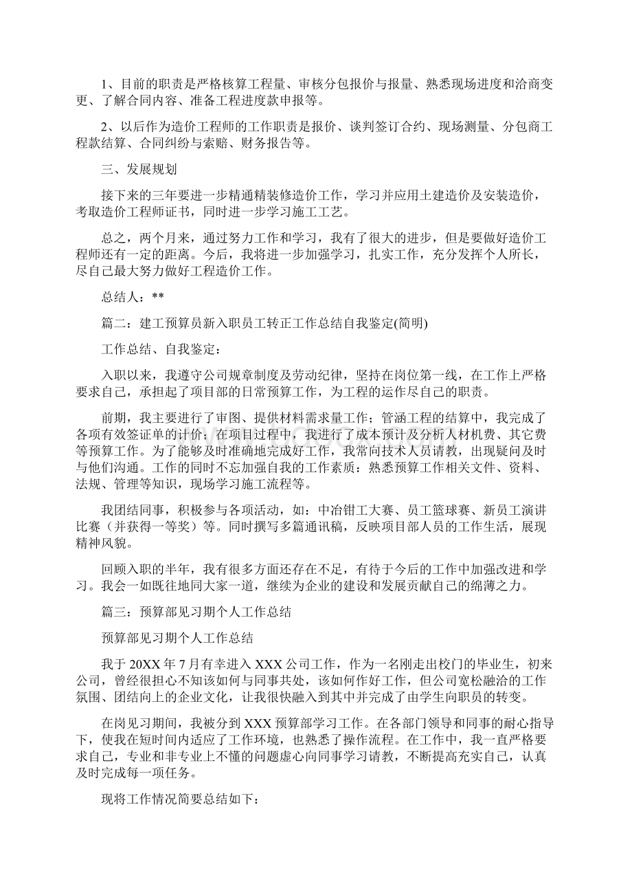 土建预算员试用期工作总结文档格式.docx_第2页