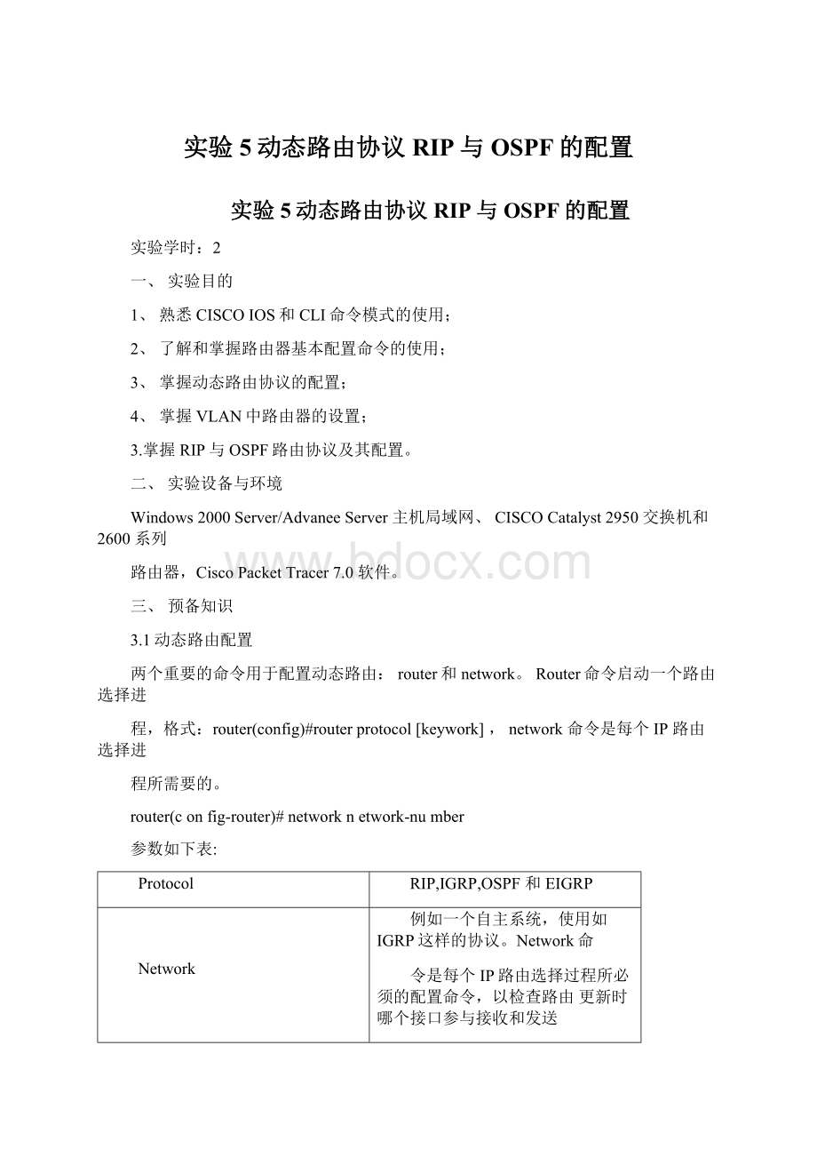 实验5动态路由协议RIP与OSPF的配置.docx_第1页