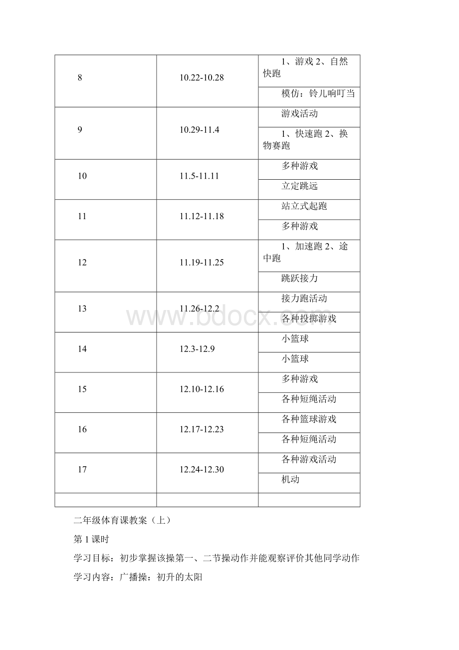 小学二年级体育上册全册教案.docx_第2页