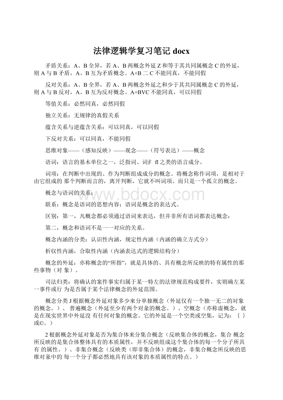 法律逻辑学复习笔记docx文档格式.docx_第1页