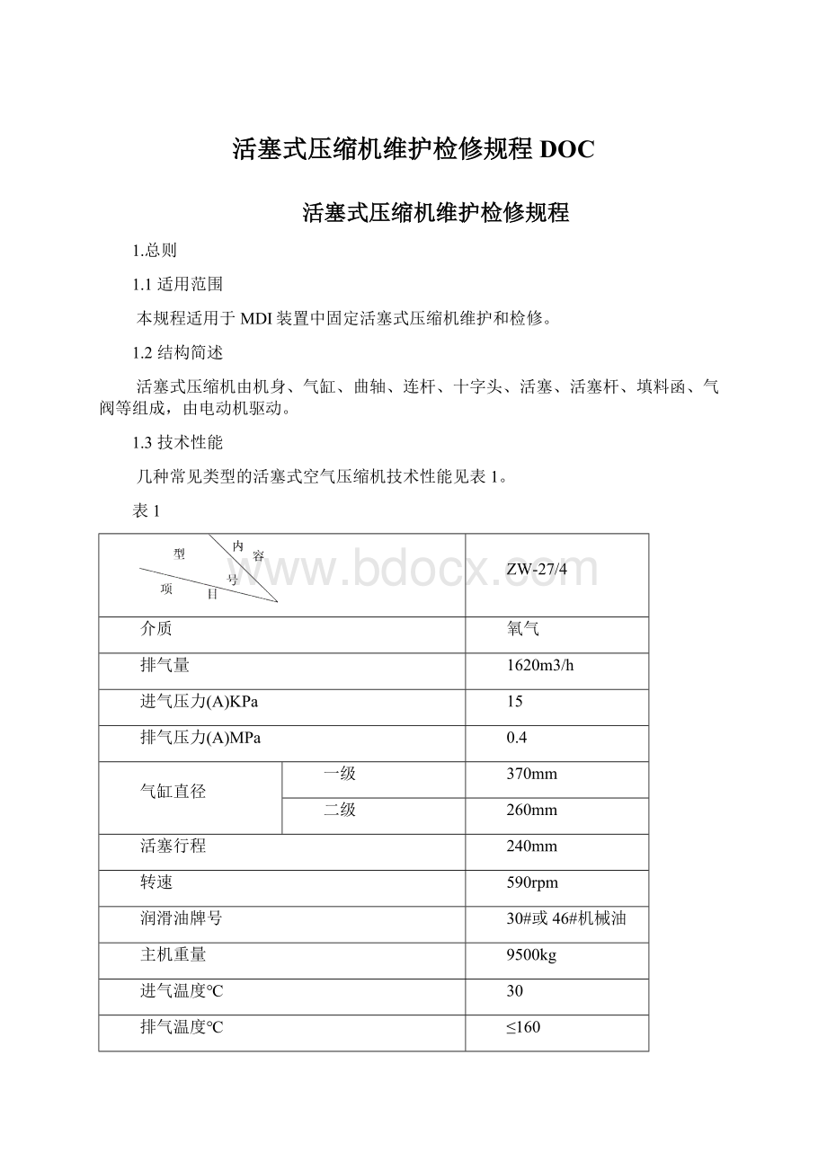 活塞式压缩机维护检修规程DOCWord格式文档下载.docx