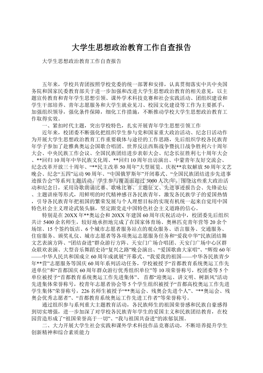 大学生思想政治教育工作自查报告.docx