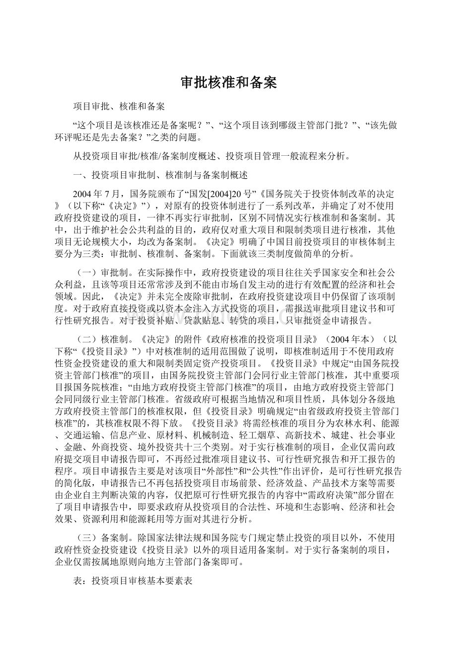 审批核准和备案Word文件下载.docx