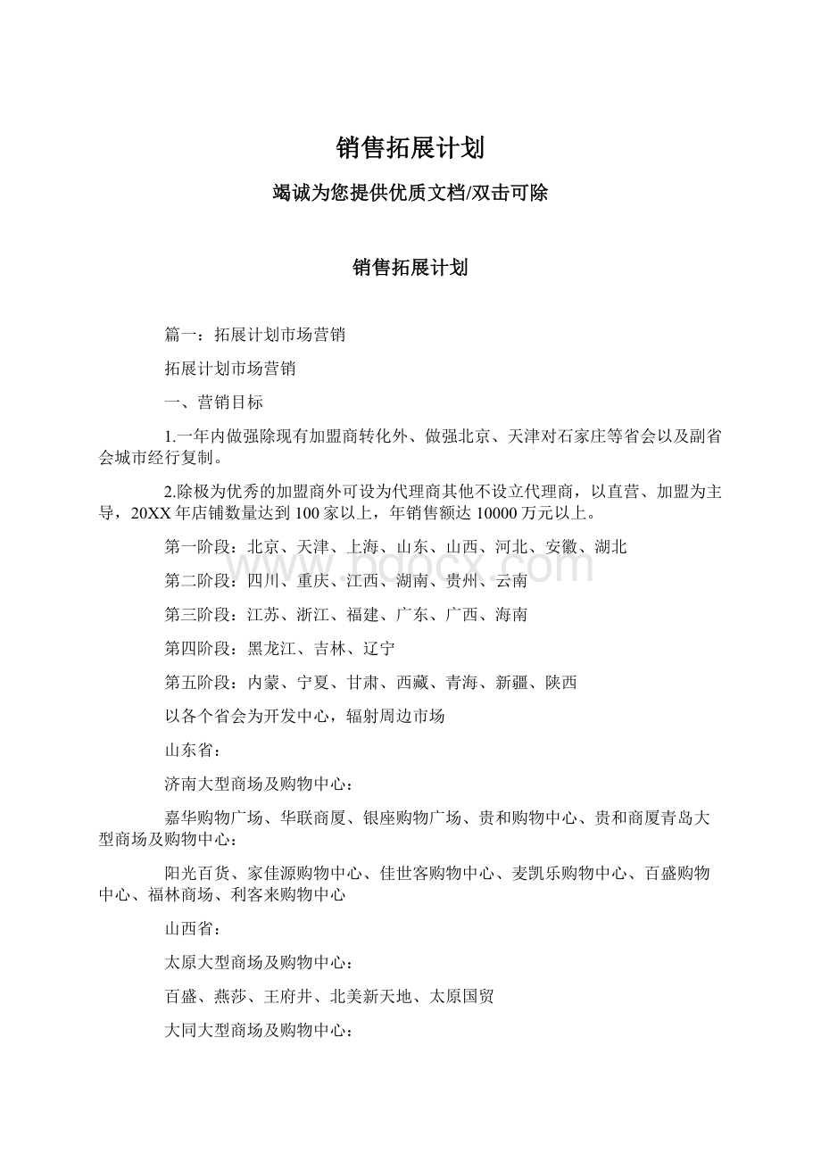 销售拓展计划文档格式.docx