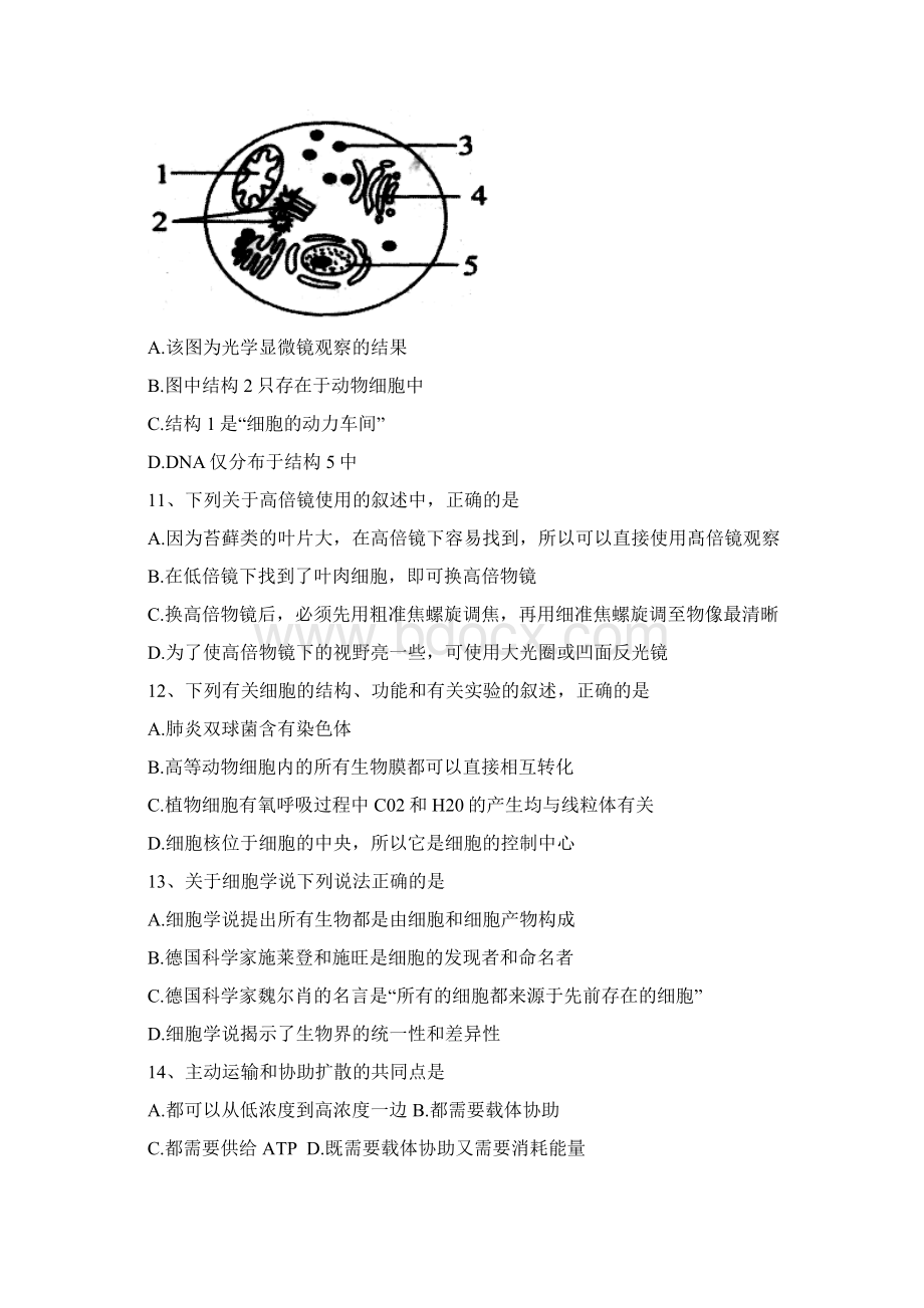 四川省南充市高一上学期期末考试生物试题Word下载.docx_第3页