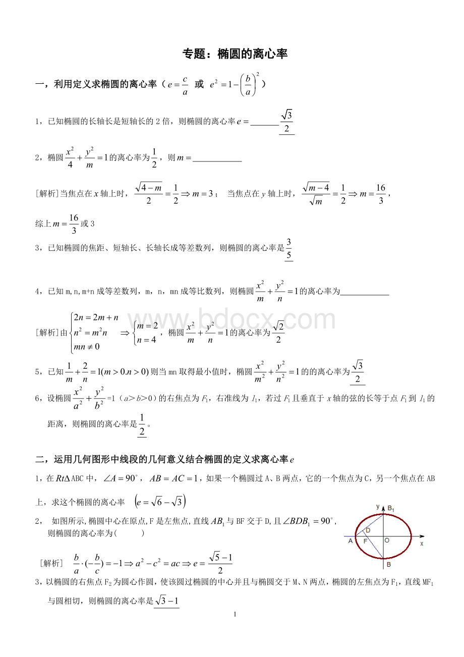 专题：椭圆的离心率解法大全.doc_第1页