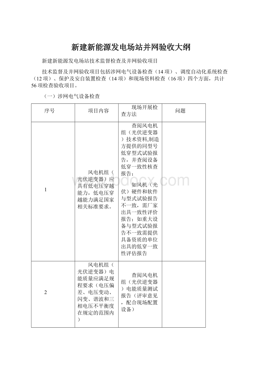 新建新能源发电场站并网验收大纲Word文档下载推荐.docx_第1页