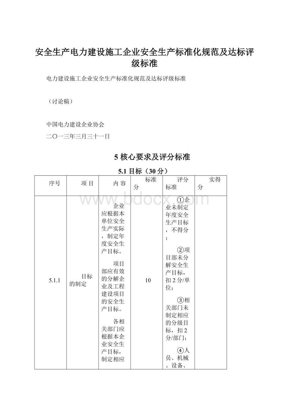 安全生产电力建设施工企业安全生产标准化规范及达标评级标准Word格式.docx_第1页