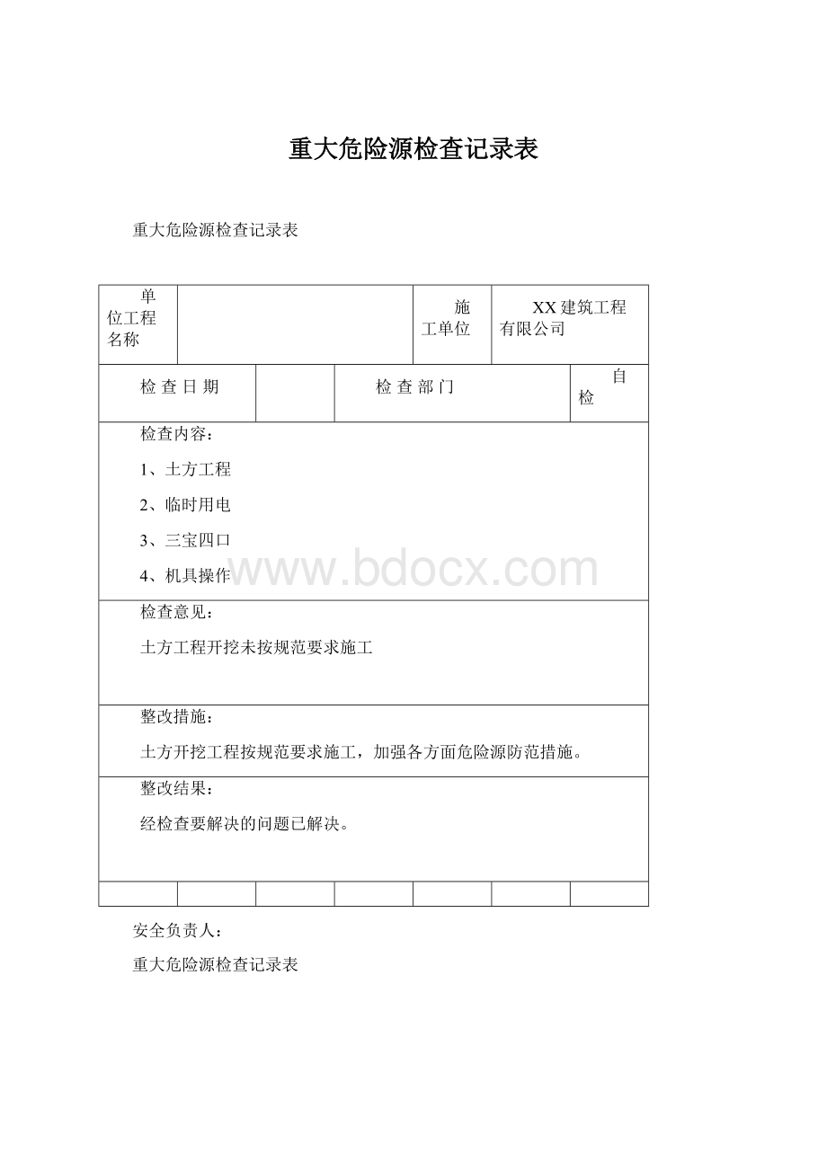 重大危险源检查记录表Word文件下载.docx