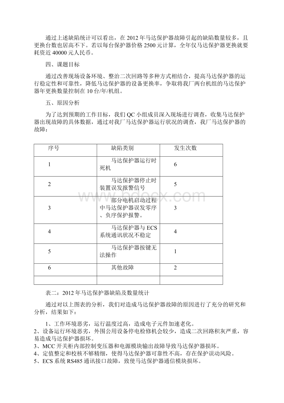 提高660MW机组马达保护器的可靠性电气二次QC成果报告Word文档下载推荐.docx_第3页