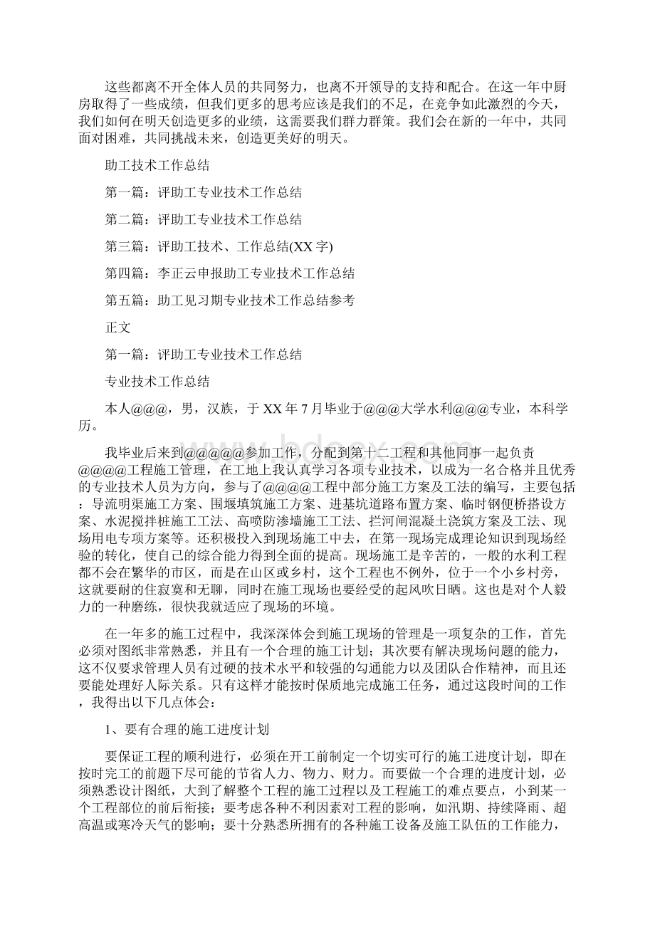 助厨个人述职述廉与助工技术工作总结汇编Word文档格式.docx_第2页