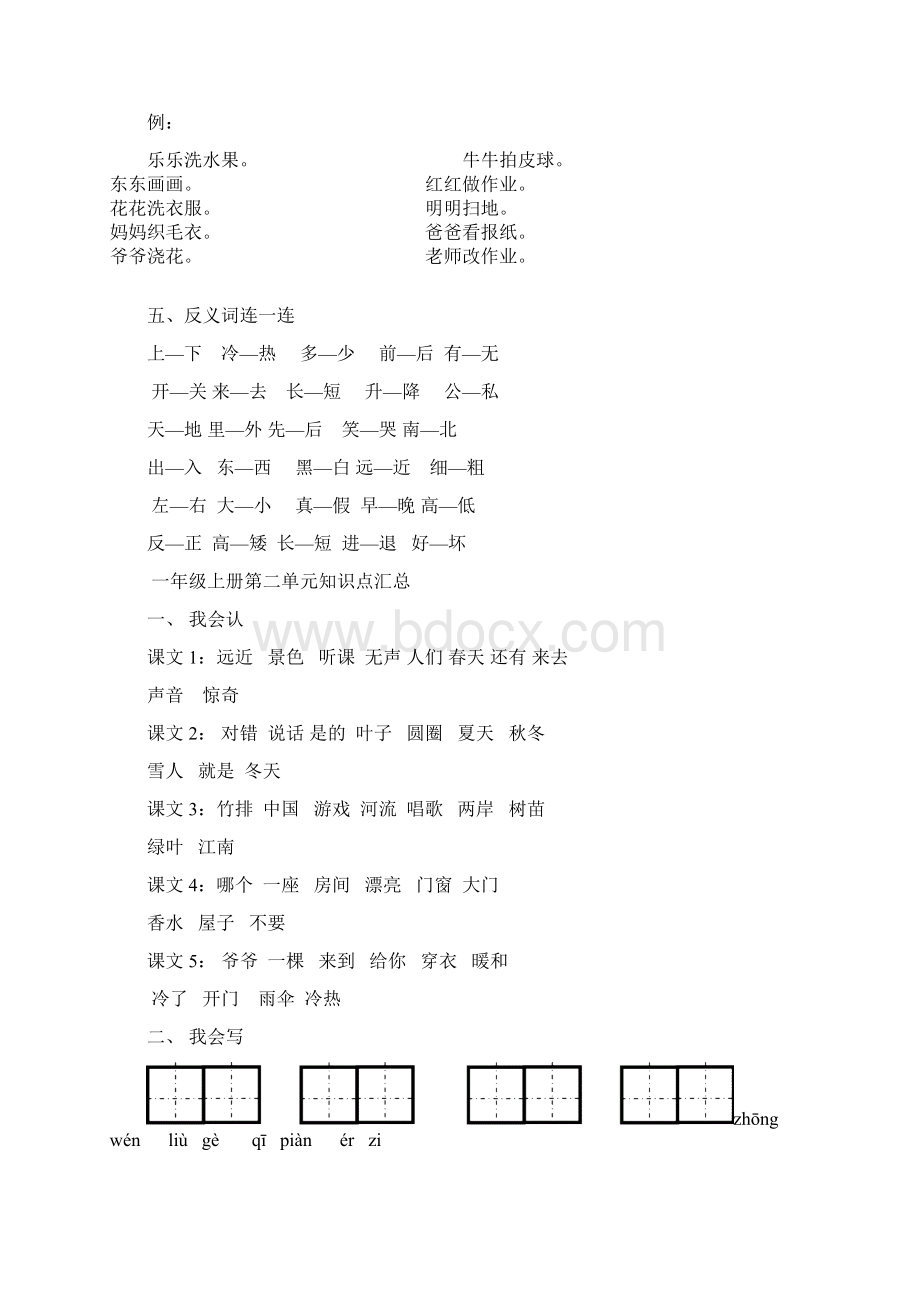 人教版小学一年级语文上册各单元知识点汇总Word文档格式.docx_第2页