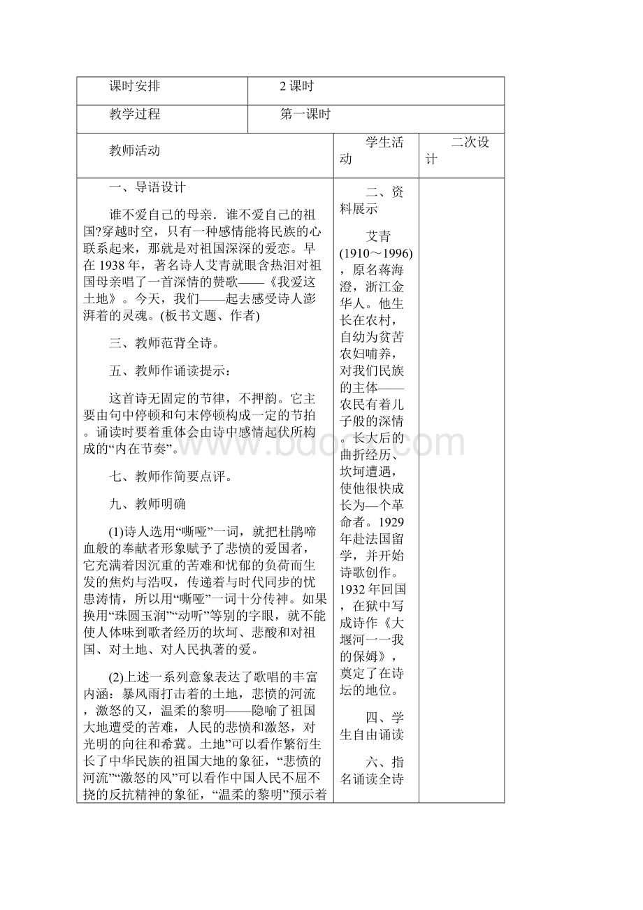 完整升级版人教版九年级下语文表格式教案.docx_第2页