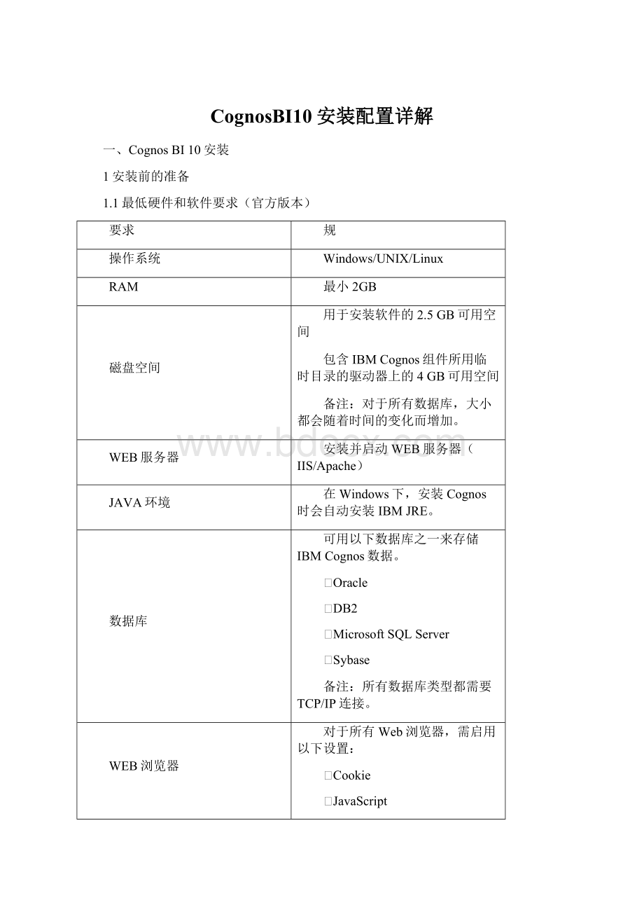 CognosBI10安装配置详解Word格式.docx