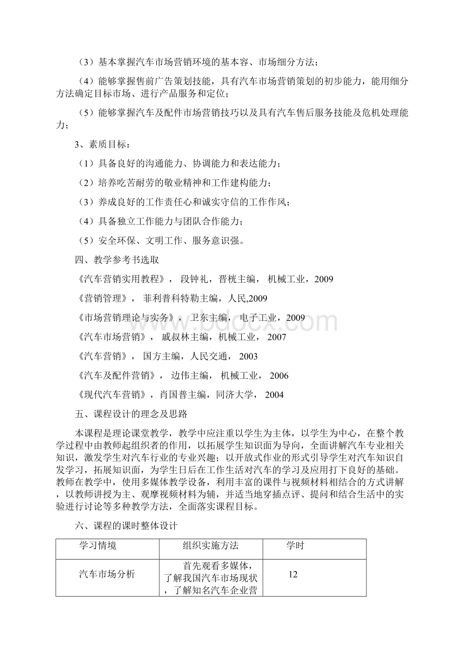 汽车营销基础及实务课程标准Word文档下载推荐.docx_第2页