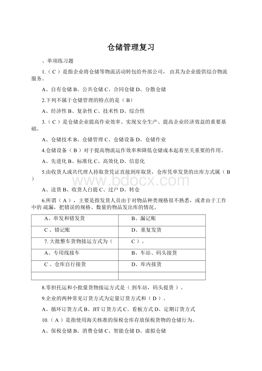 仓储管理复习文档格式.docx_第1页