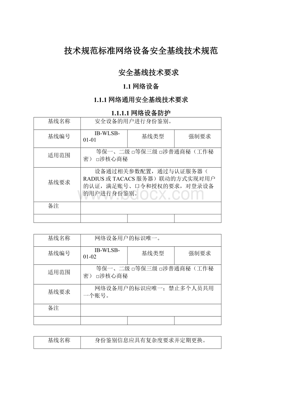 技术规范标准网络设备安全基线技术规范Word文件下载.docx