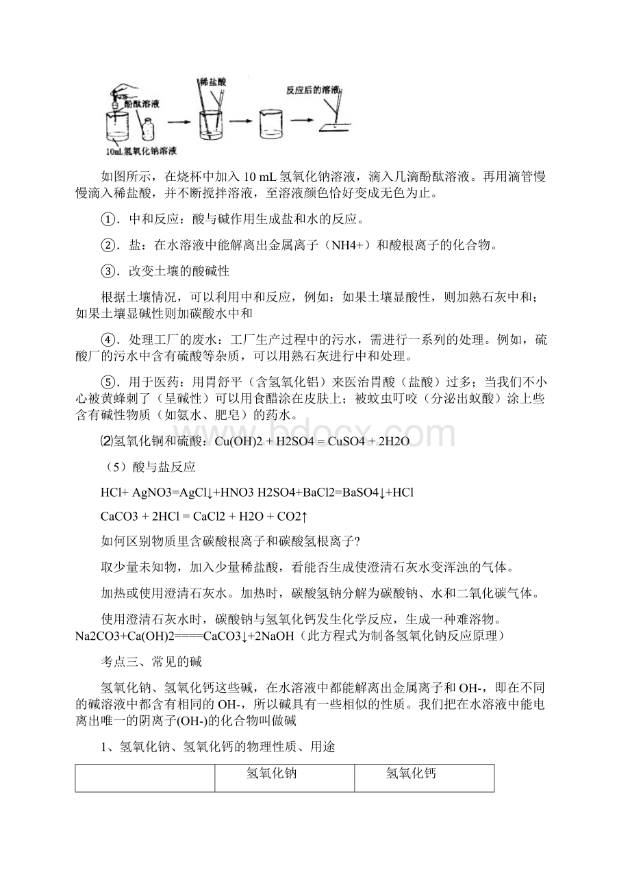 初中化学酸和碱知识点及测验题Word文件下载.docx_第3页