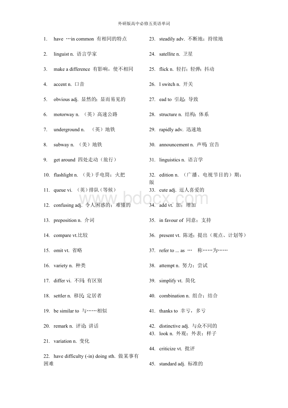 外研社英语必修五单词.doc_第1页