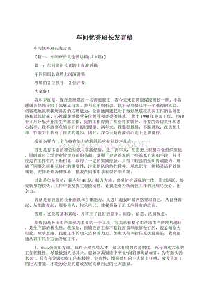 车间优秀班长发言稿Word下载.docx