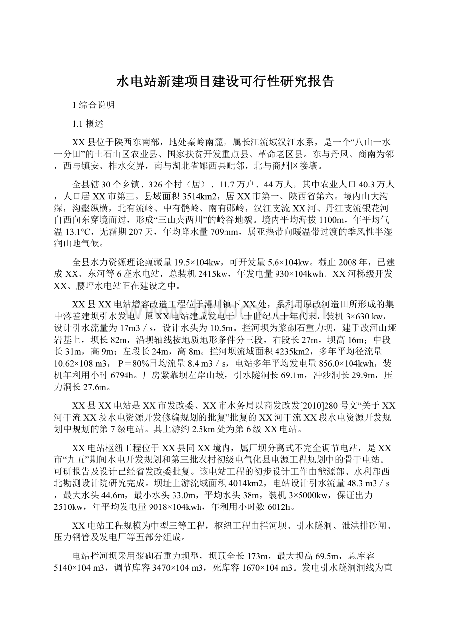 水电站新建项目建设可行性研究报告.docx