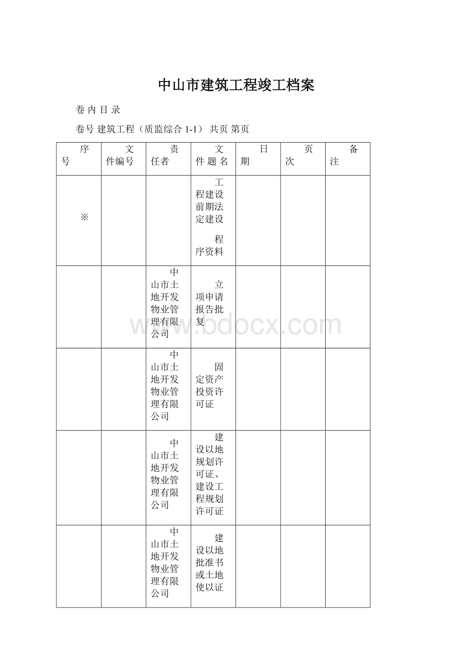 中山市建筑工程竣工档案.docx