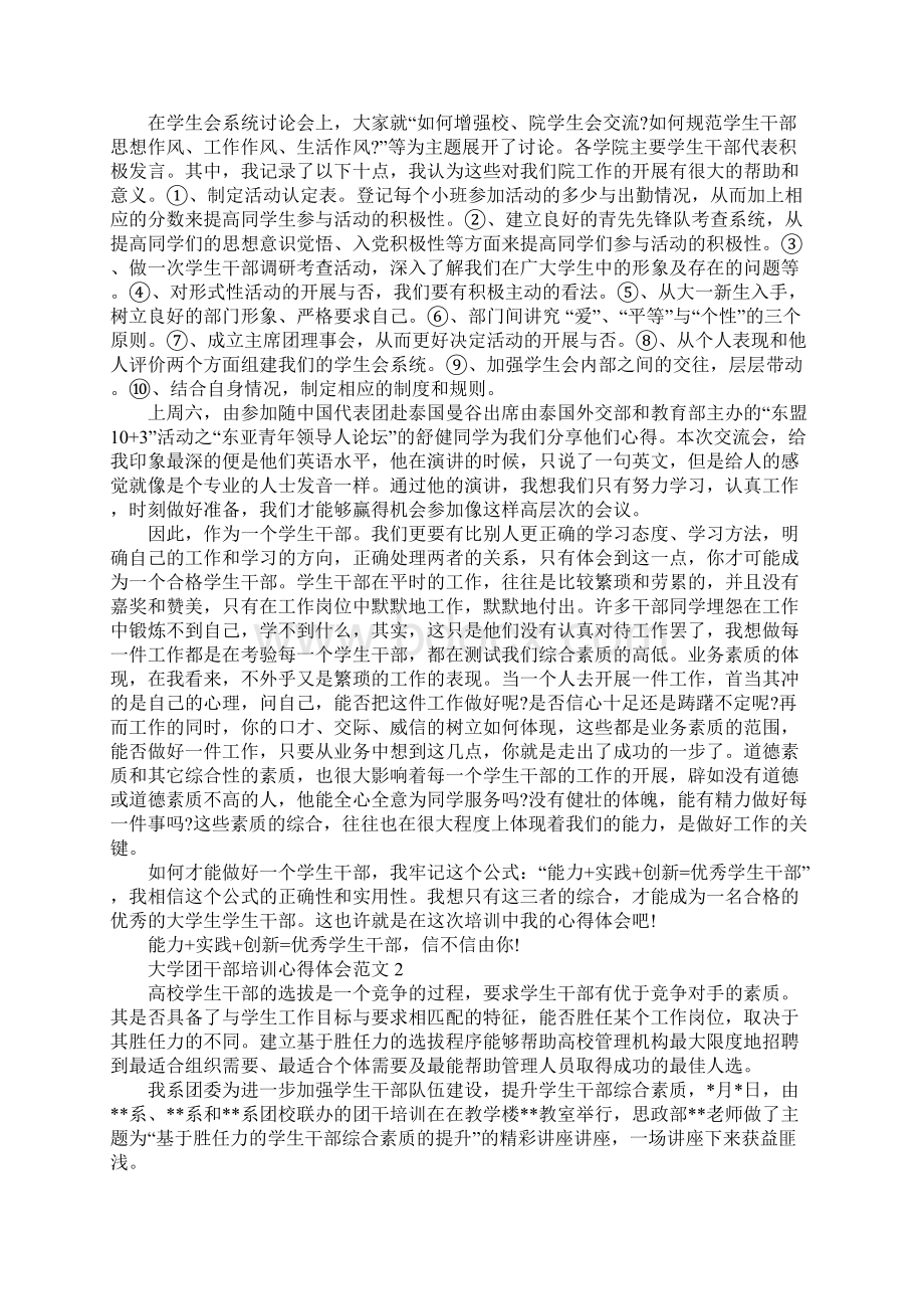 大学团干部培训心得体会Word格式.docx_第2页