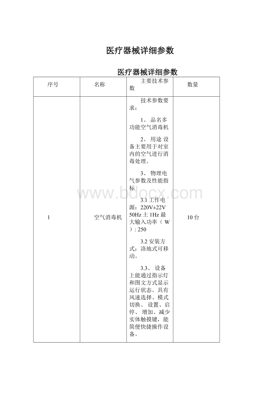 医疗器械详细参数Word文件下载.docx