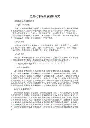 危险化学品应急预案范文文档格式.docx