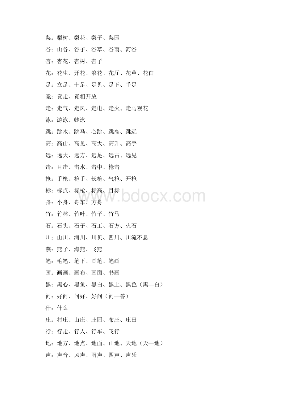 小学一年级语文上册词语积累Word格式.docx_第3页