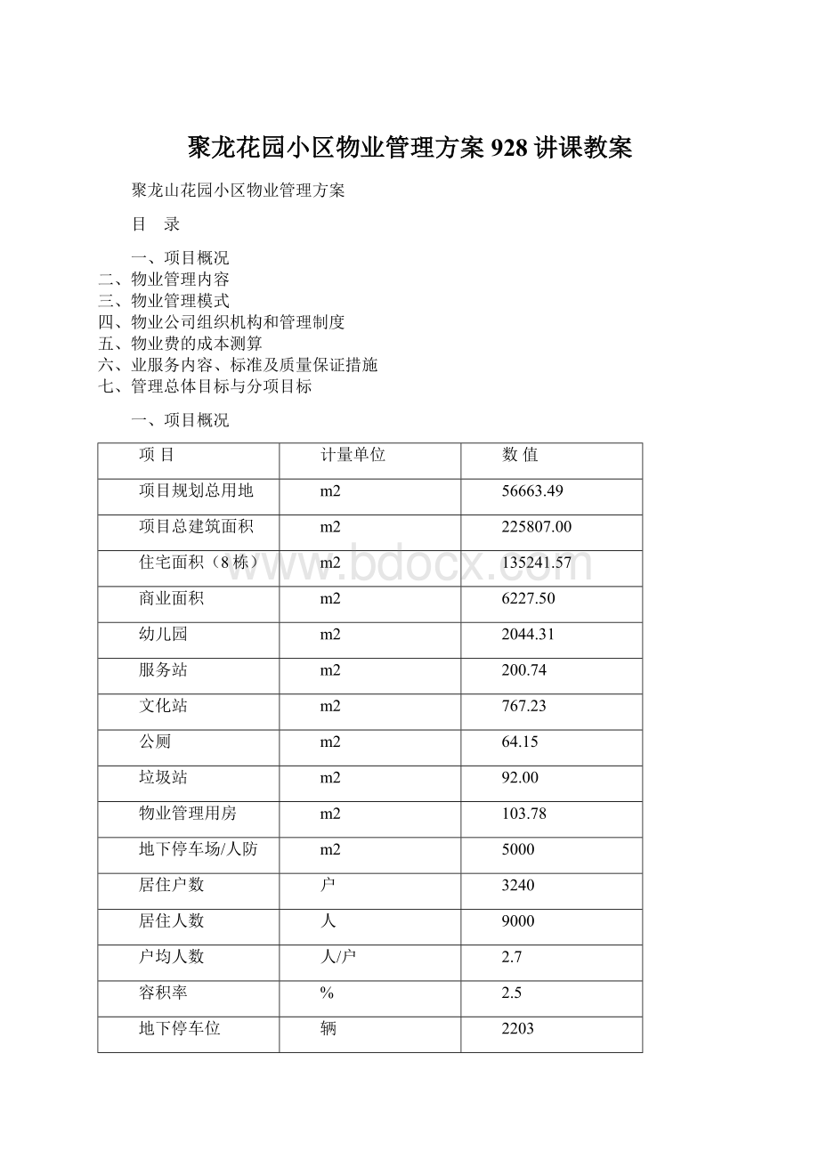 聚龙花园小区物业管理方案928讲课教案Word文件下载.docx_第1页