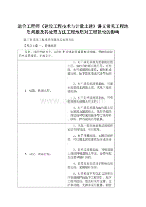 造价工程师《建设工程技术与计量土建》讲义常见工程地质问题及其处理方法工程地质对工程建设的影响Word文件下载.docx