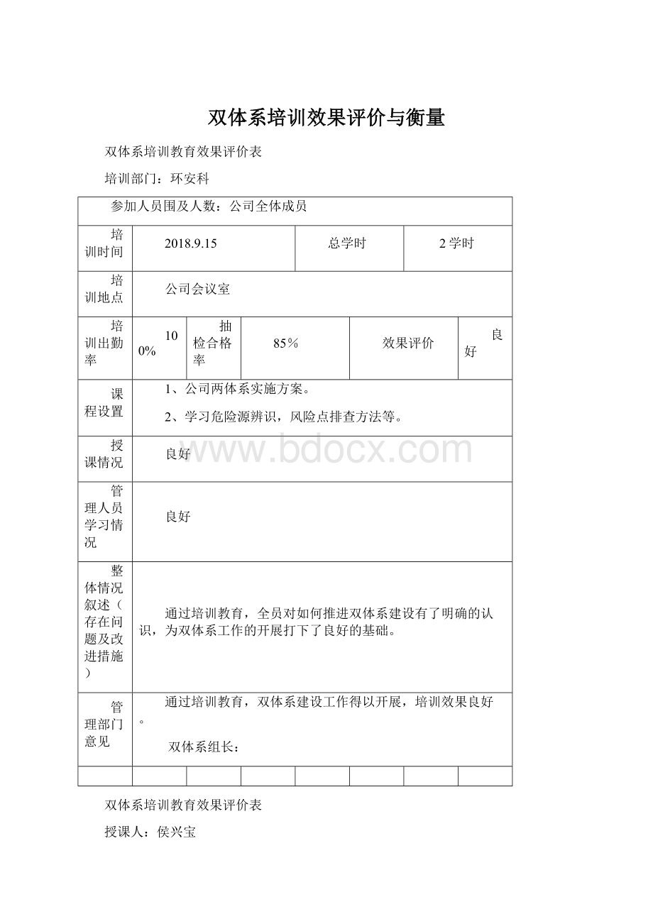 双体系培训效果评价与衡量Word格式.docx_第1页