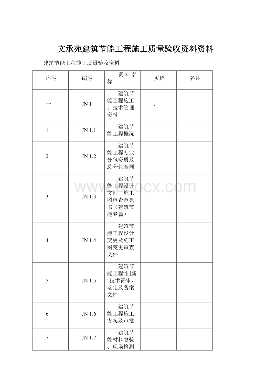 文承苑建筑节能工程施工质量验收资料资料.docx_第1页