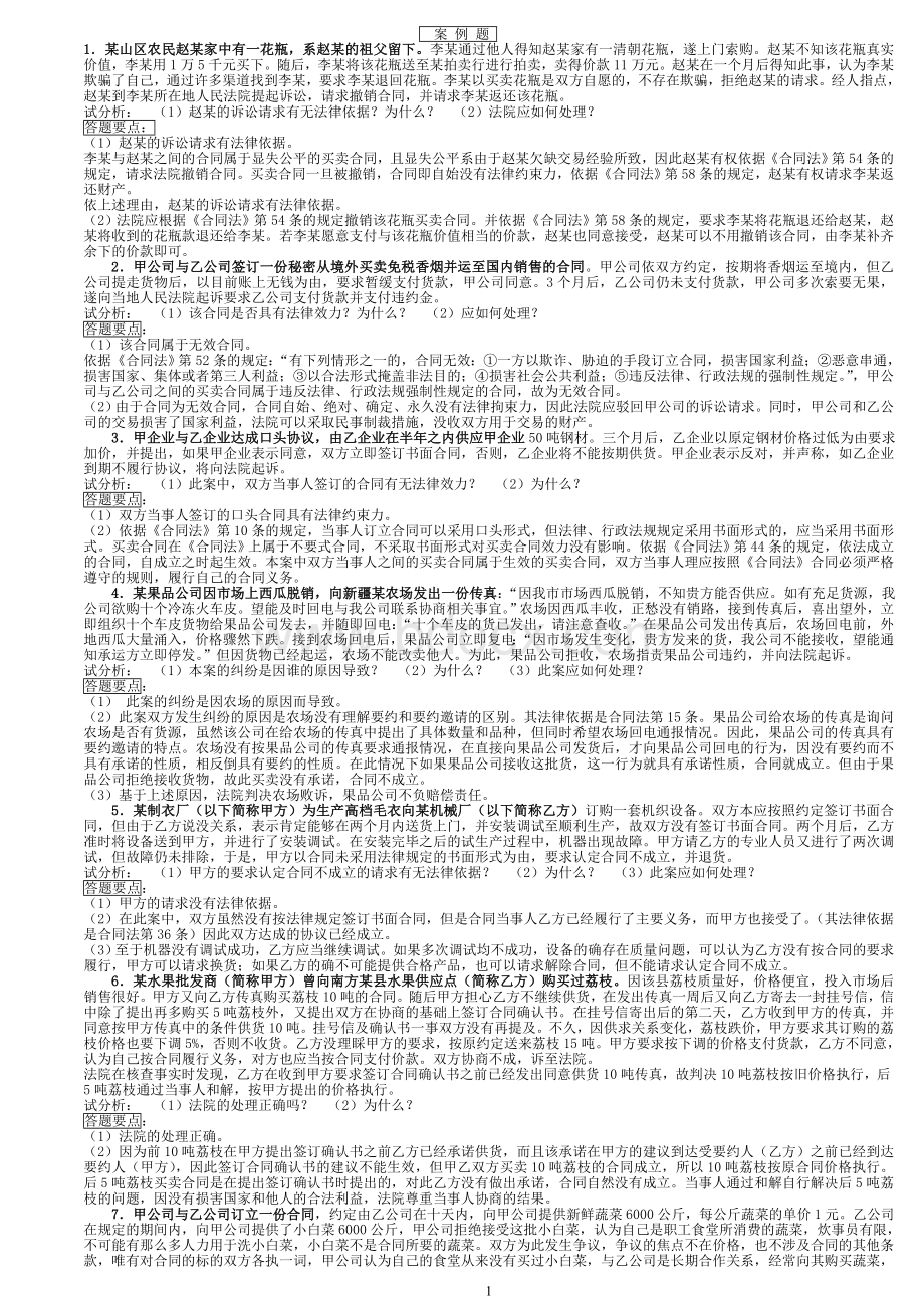 电大合同法案例分析小抄文档格式.doc