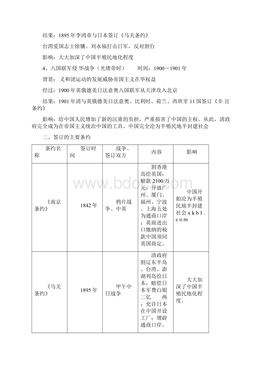 中考历史一轮复习 八年级上册 第1单元《侵略与反抗》Word文件下载.docx_第2页