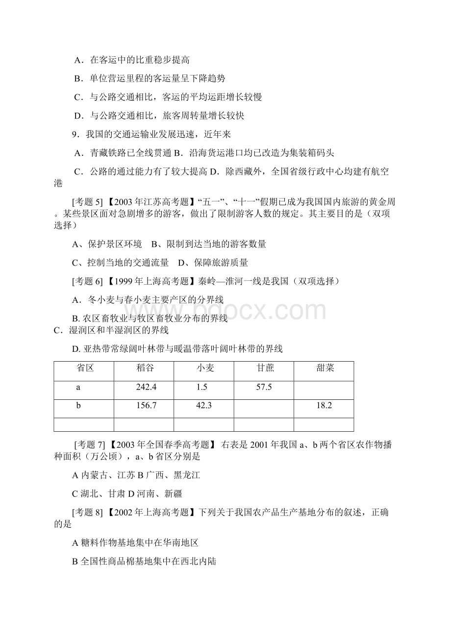 《中国地理》高考题精选及参考答案.docx_第3页