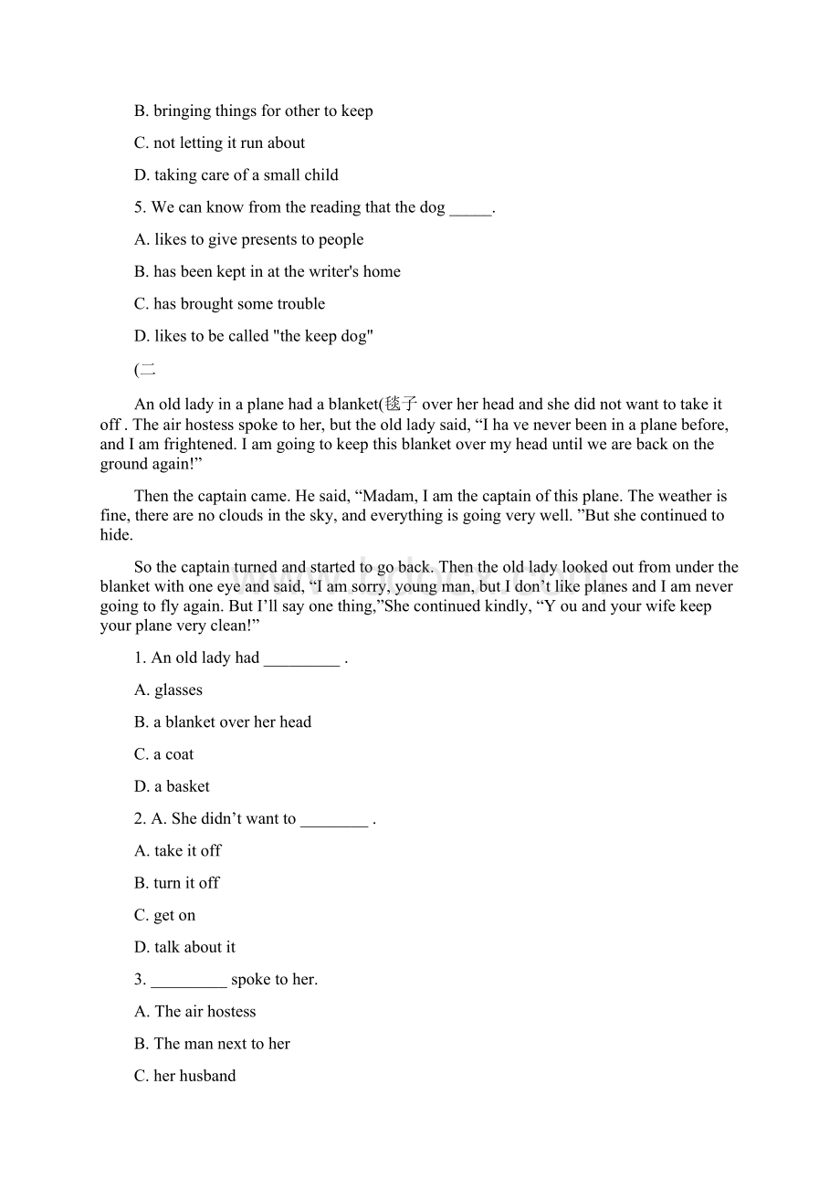 初中英语阅读理解20篇含答案.docx_第2页