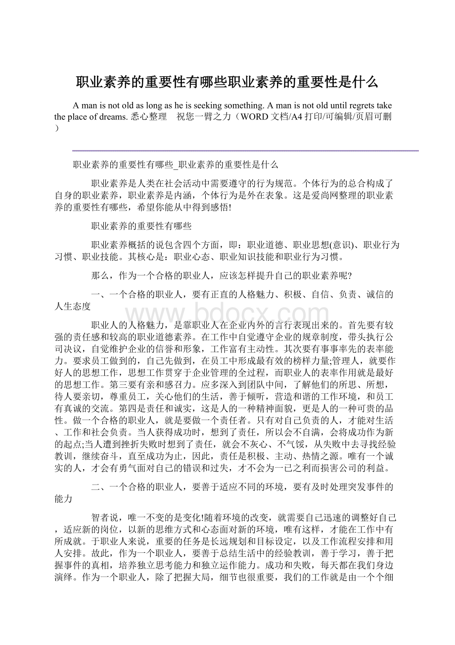 职业素养的重要性有哪些职业素养的重要性是什么Word文件下载.docx